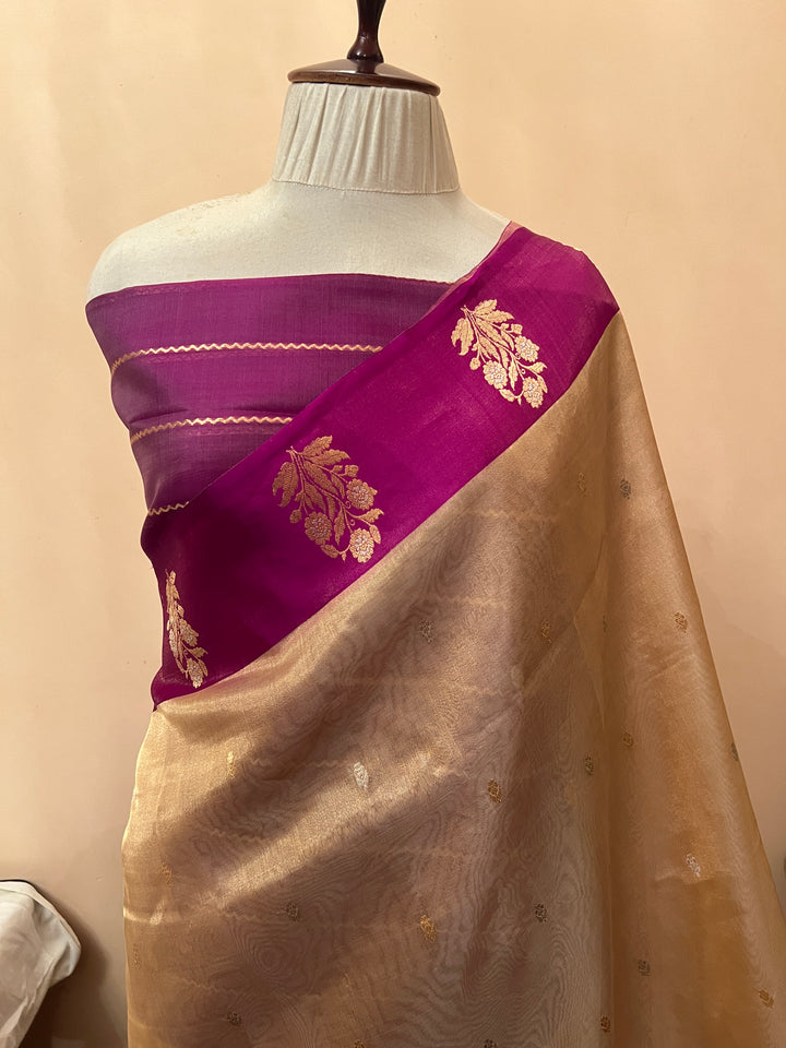 Golden Pure Tissue Silk Handloom Banarasi Saree