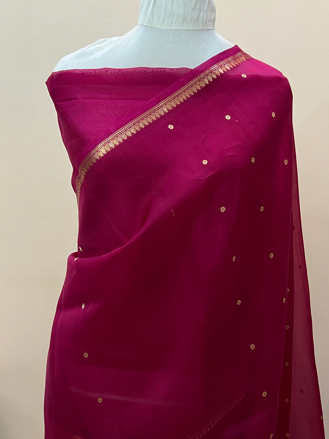 Maha Rani Pink Pure Kora Silk Handloom Banarasi Saree