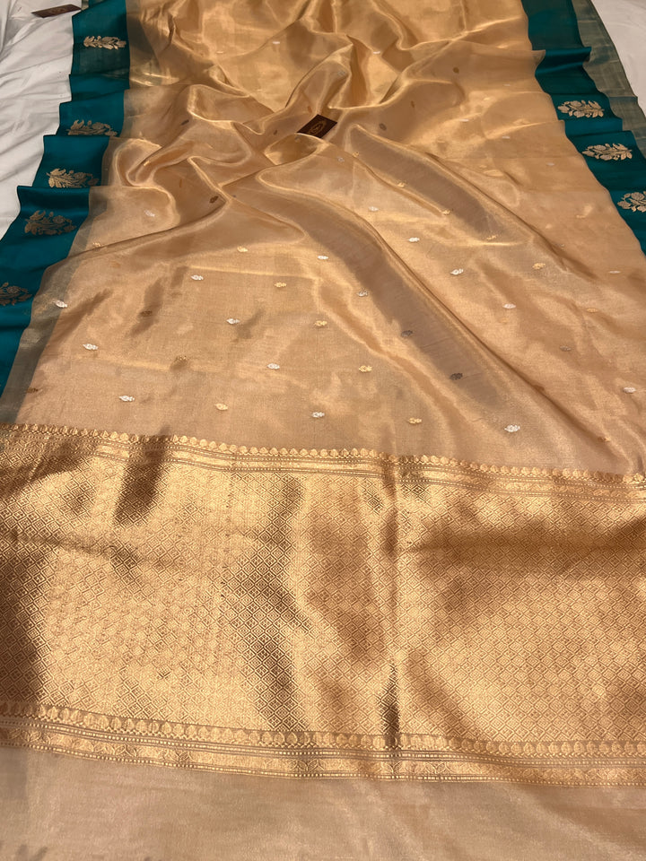 Golden Pure Tissue Silk Handloom Banarasi Saree