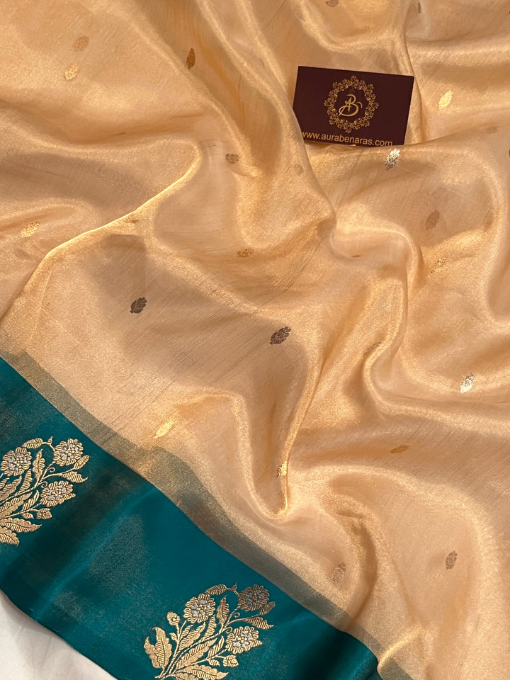 Golden Pure Tissue Silk Handloom Banarasi Saree