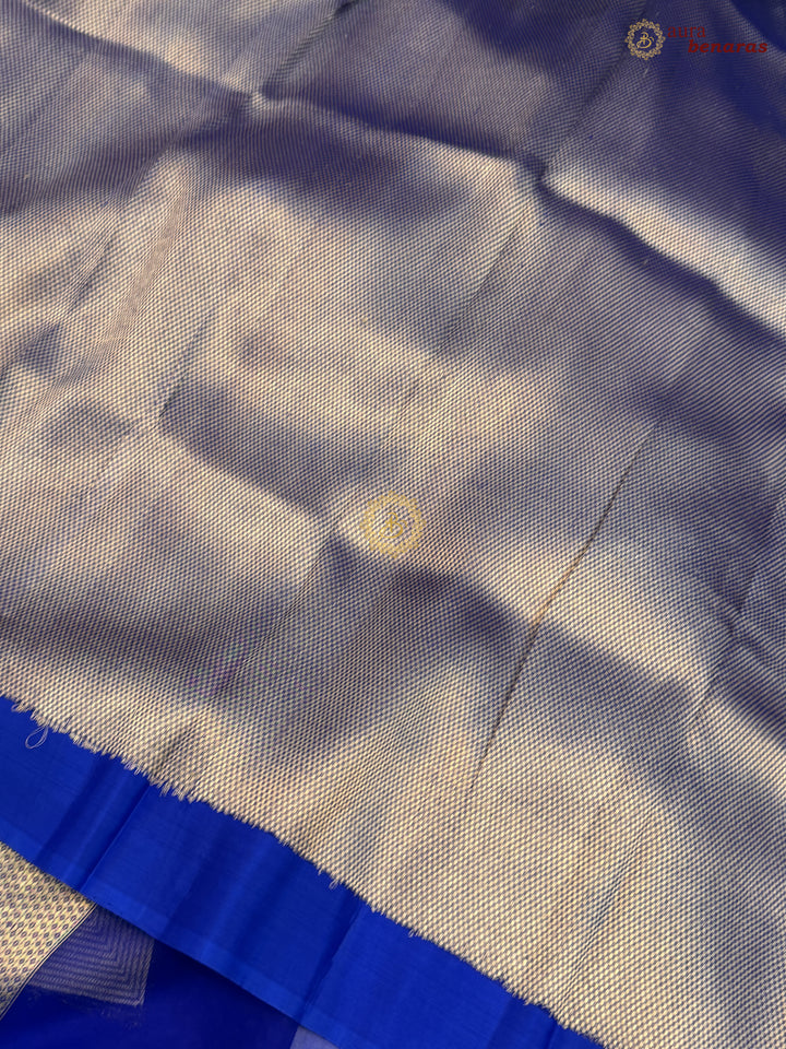 Royal Blue Kora Silk Banarasi Saree with Sona Rupa Butas