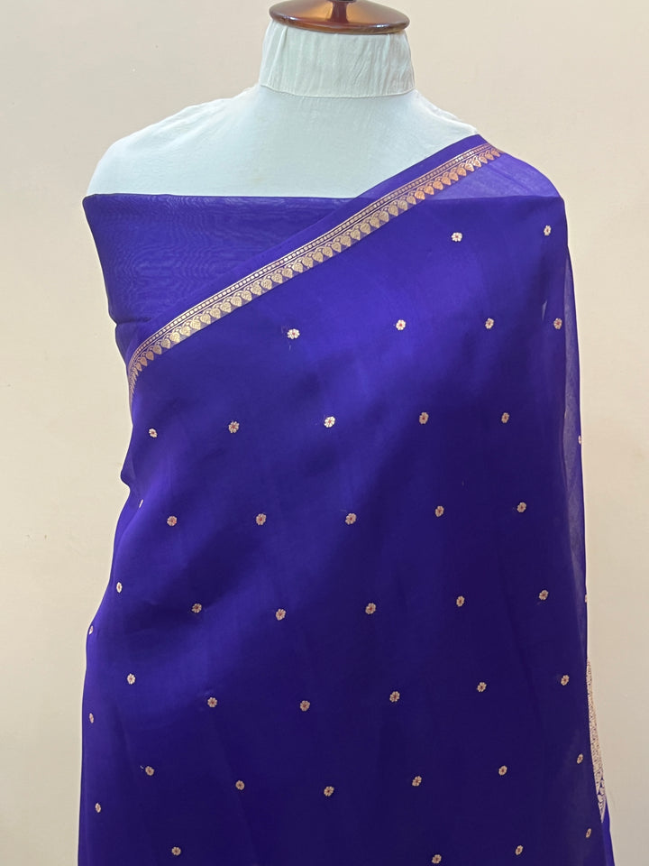 Purple Pure Kora Silk Handloom Banarasi Saree