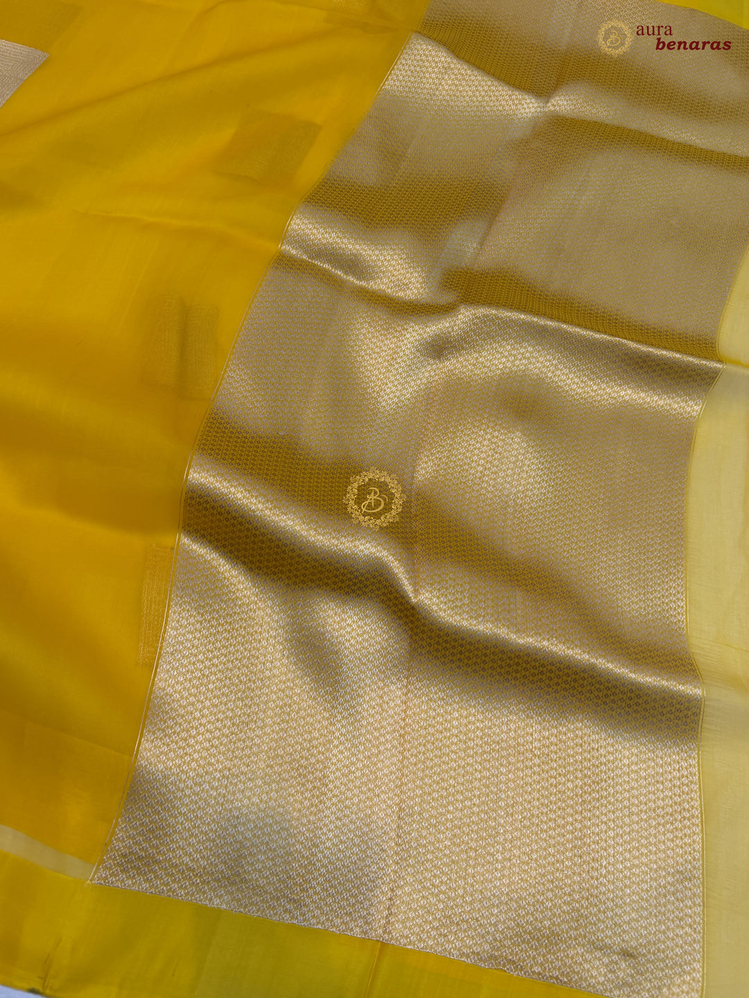 Yellow Kora Silk Banarasi Saree with Sona Rupa Butas