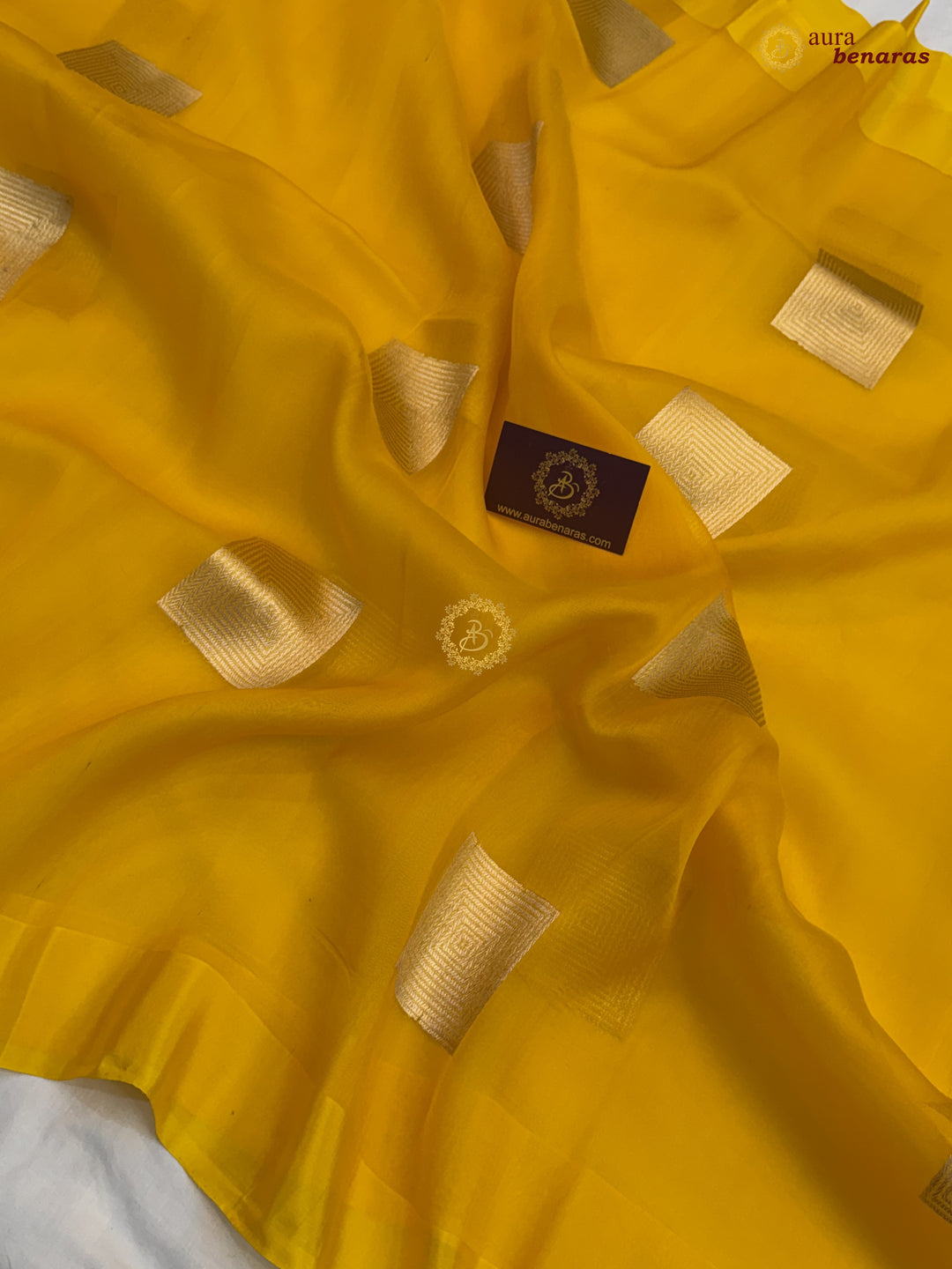 Yellow Kora Silk Banarasi Saree with Sona Rupa Butas
