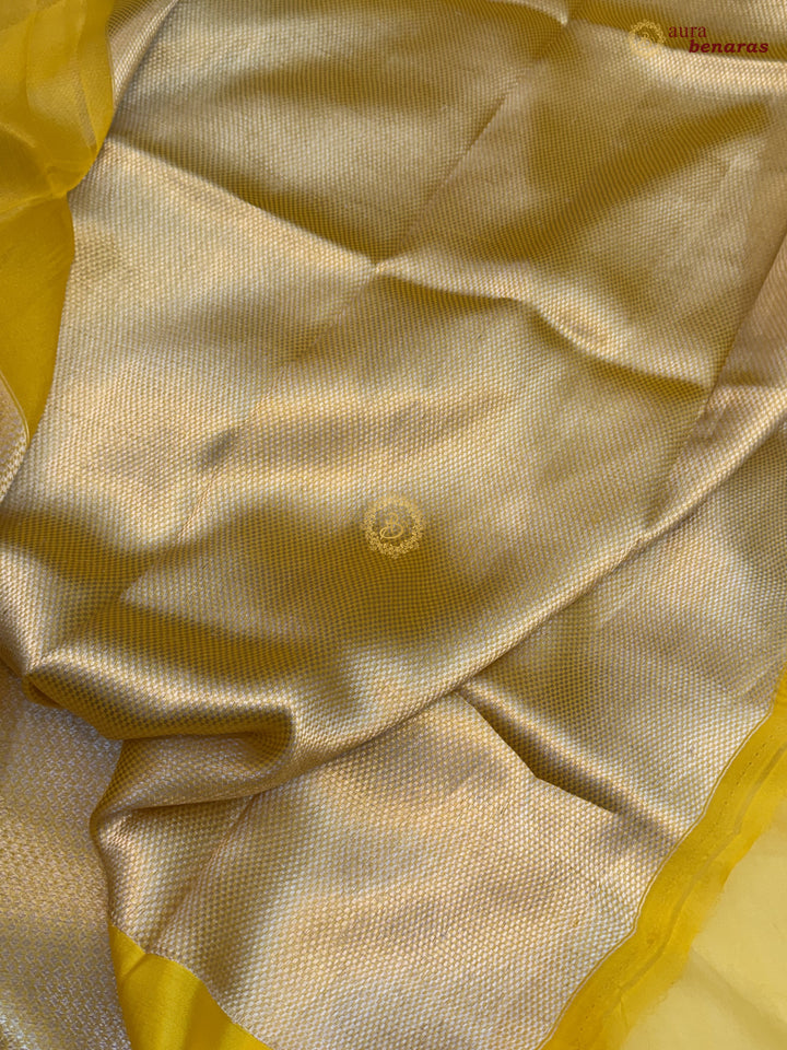 Yellow Kora Silk Banarasi Saree with Sona Rupa Butas
