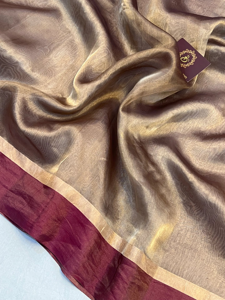 Hibiscus Iktara Tissue Silk Saree with Kadhwa Pallu & Mashru Border
