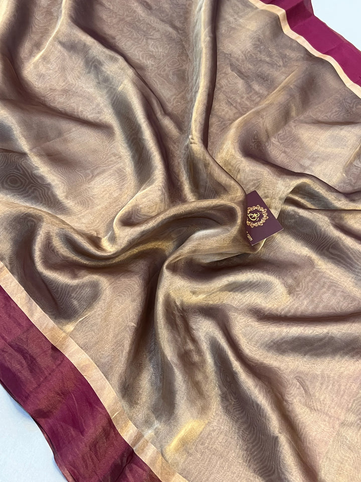 Hibiscus Iktara Tissue Silk Saree with Kadhwa Pallu & Mashru Border