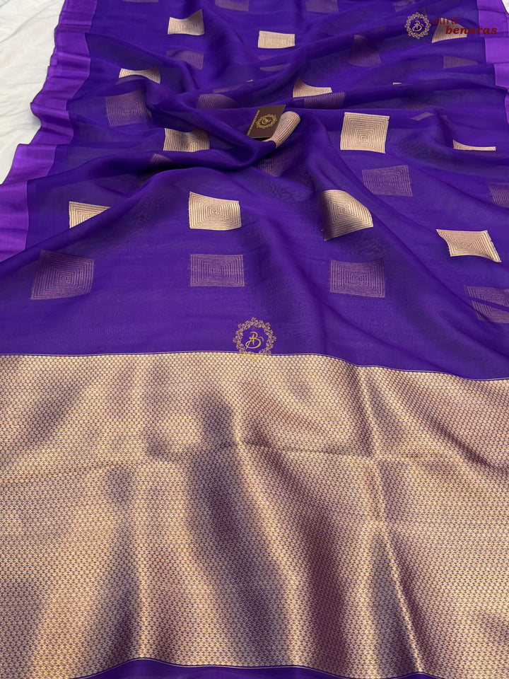Purple Kora Silk Banarasi Saree with Sona Rupa Butas