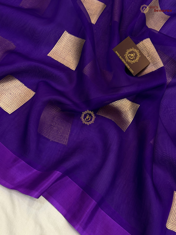 Purple Kora Silk Banarasi Saree with Sona Rupa Butas
