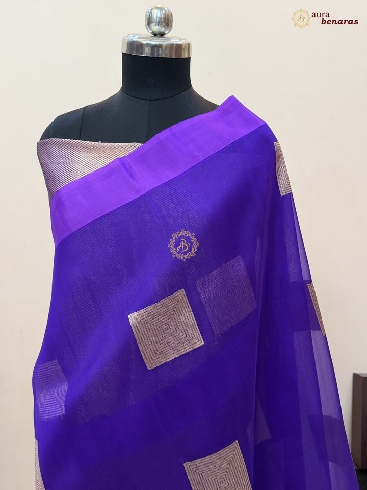 Purple Kora Silk Banarasi Saree with Sona Rupa Butas