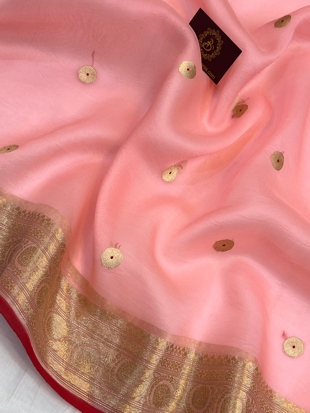 Baby Pink Pure Kora Silk Handloom Banarasi Saree
