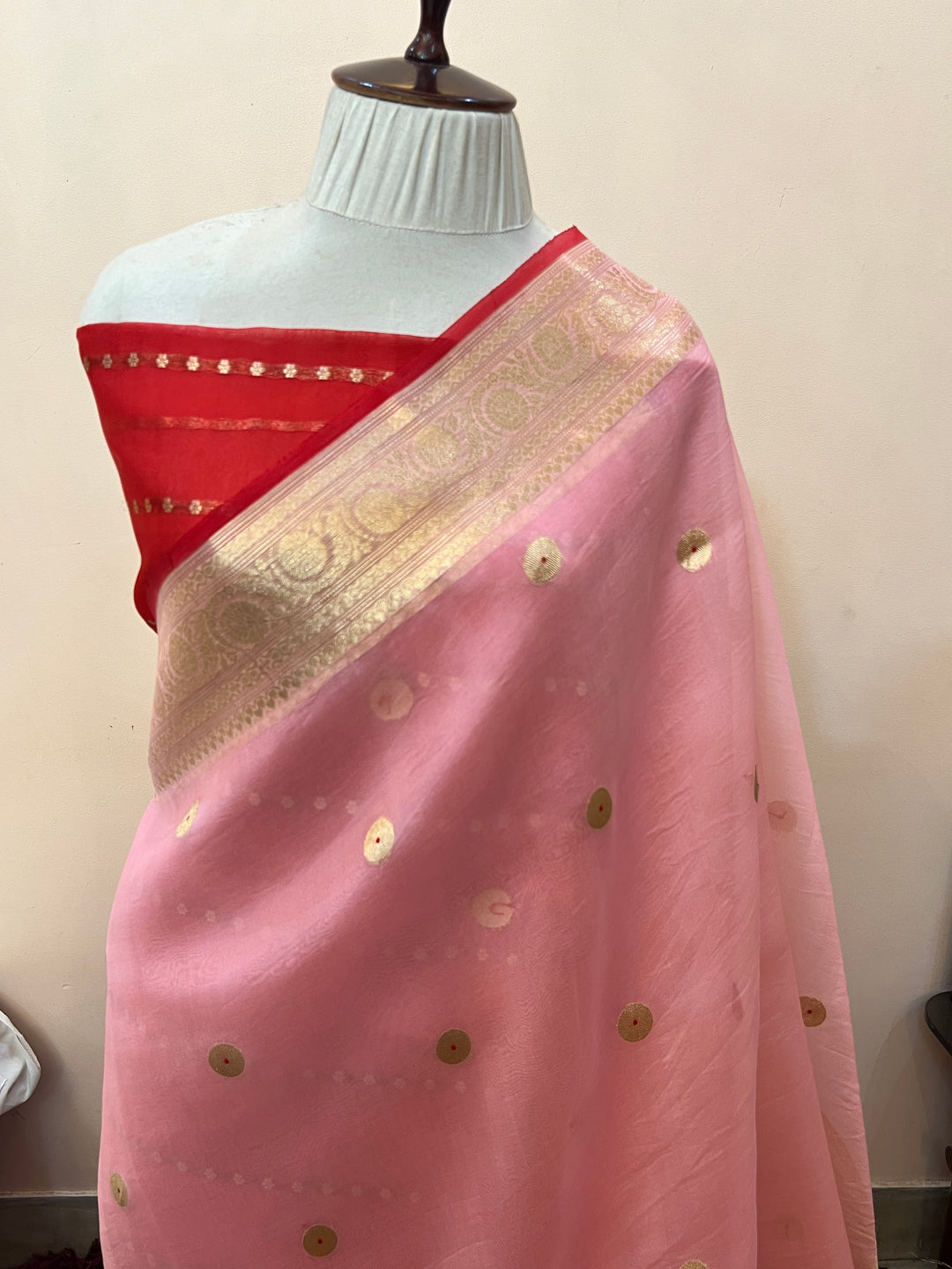 Baby Pink Pure Kora Silk Handloom Banarasi Saree