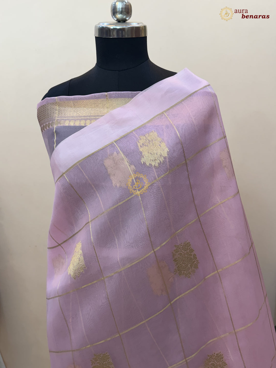Baby Pink Kora Silk Banarasi Saree with Sona Rupa Butas