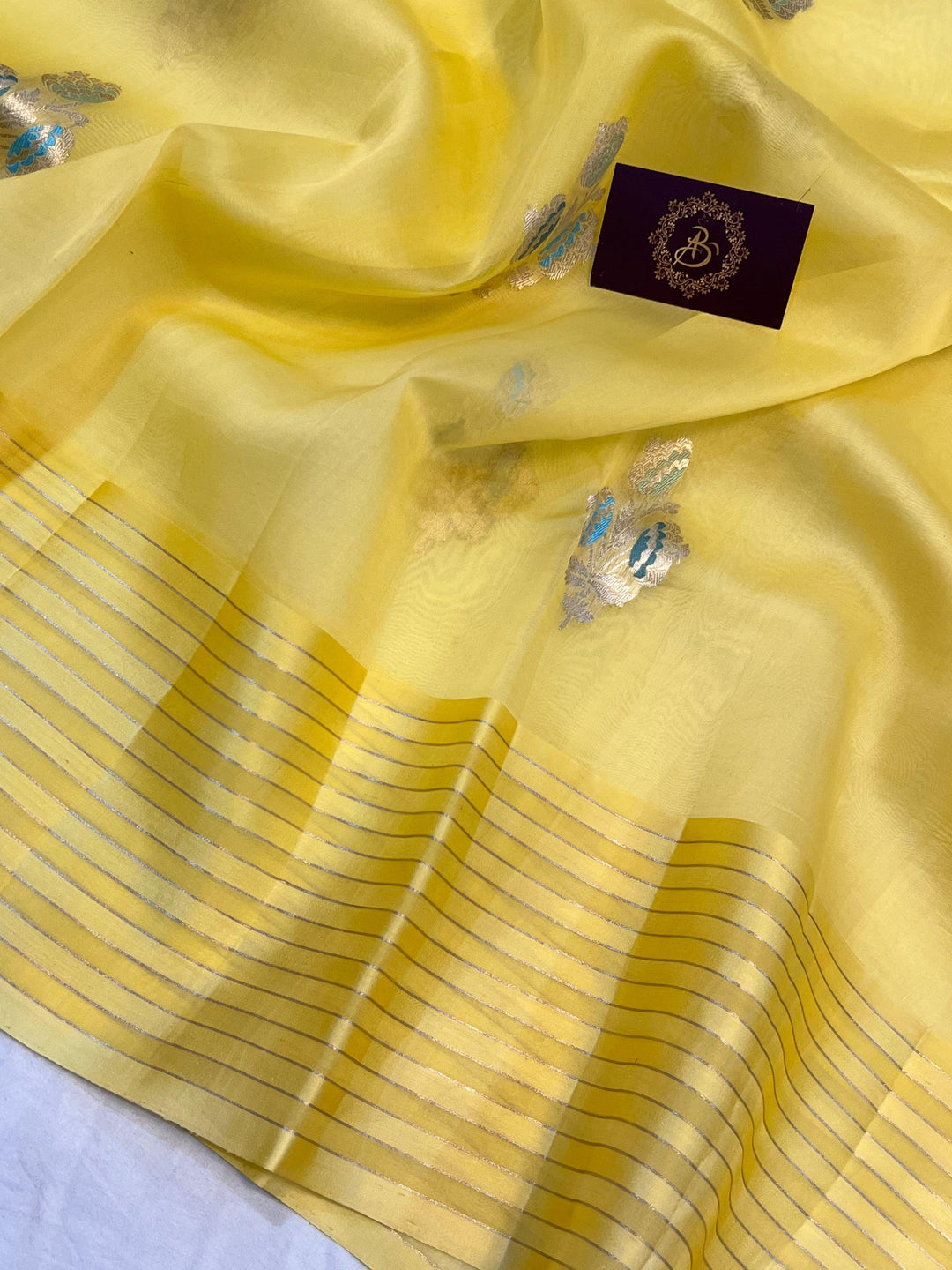 Lemon Yellow Pure Banarasi Handloom Silk Saree - Aura Benaras