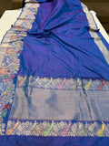 Rama Blue  Pure Banarasi Handloom Katan Silk Saree - Aura Benaras