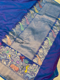 Rama Blue  Pure Banarasi Handloom Katan Silk Saree - Aura Benaras