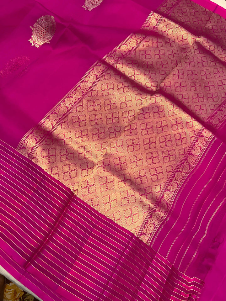 Rani Pink Pure Banarasi Handloom Silk Saree - Aura Benaras