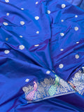 Rama Blue  Pure Banarasi Handloom Katan Silk Saree - Aura Benaras