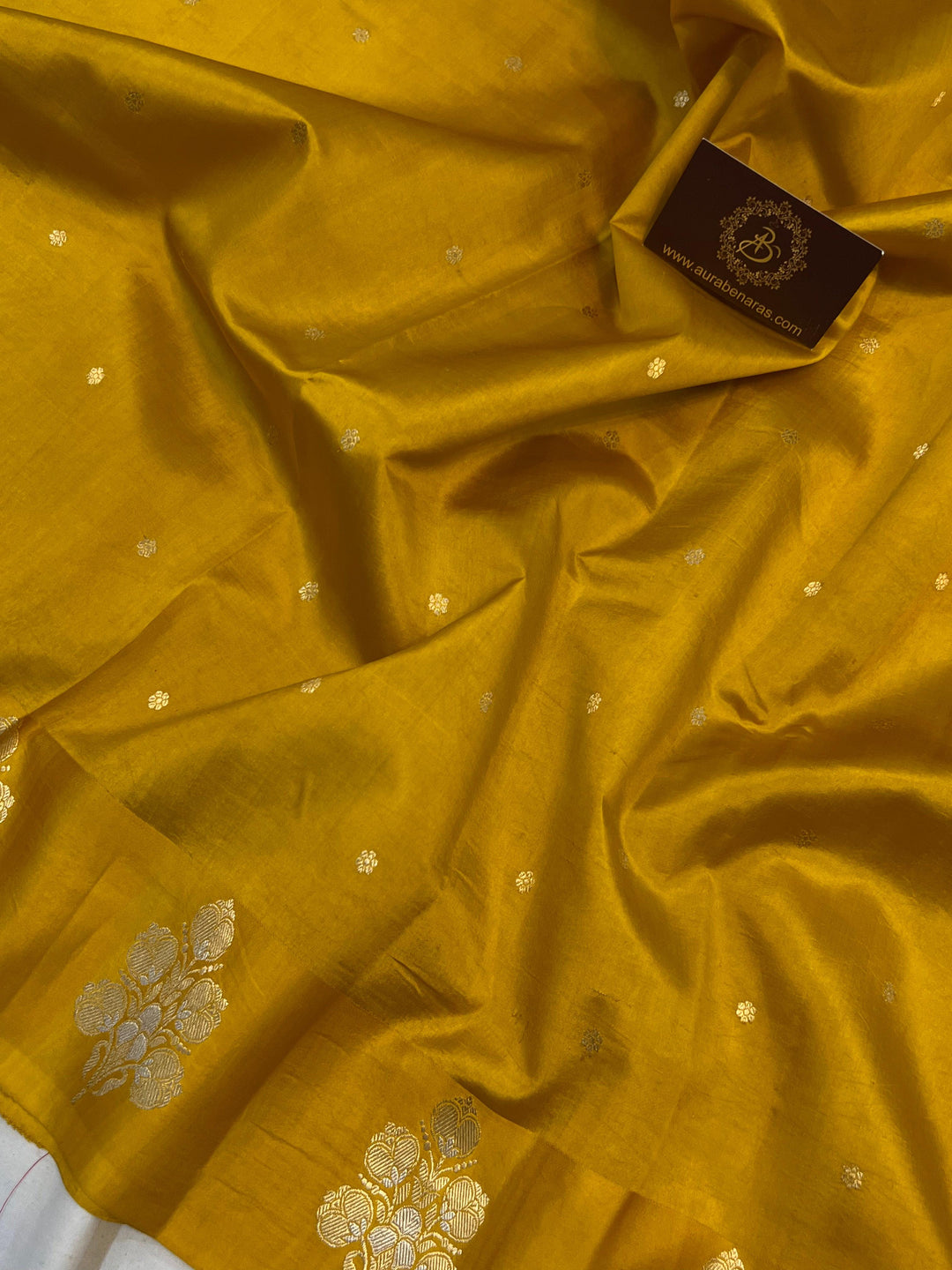 Mustard Yellow Pure Banarasi Handloom Silk Saree - Aura Benaras