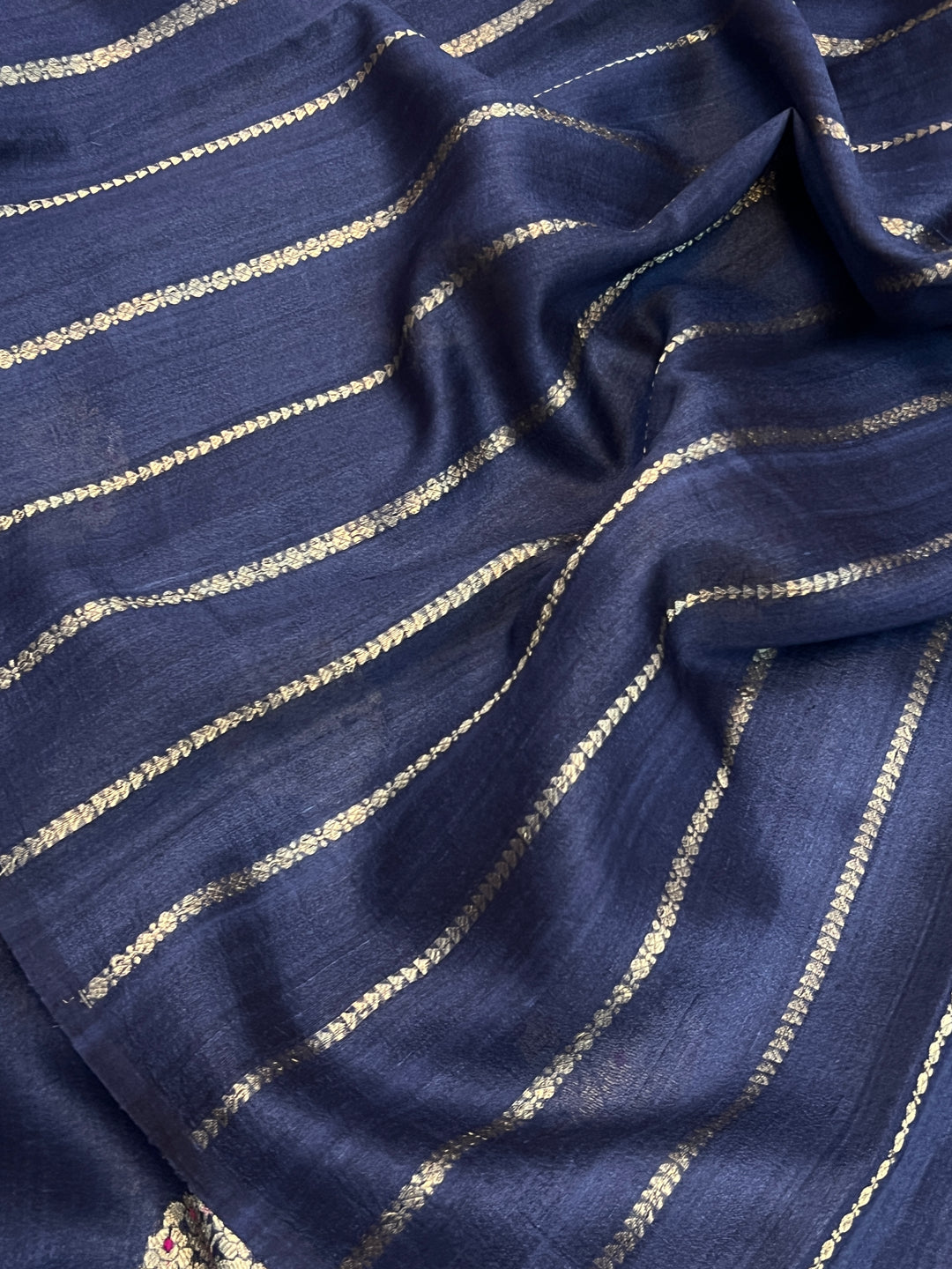 Navy Pure Tussar Silk Handloom Banarasi Saree