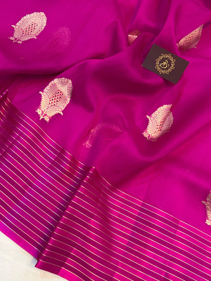 Rani Pink Pure Banarasi Handloom Silk Saree - Aura Benaras