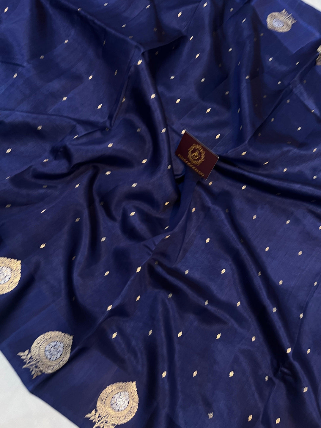 Navy Blue Pure Banarasi Handloom Silk Saree - Aura Benaras