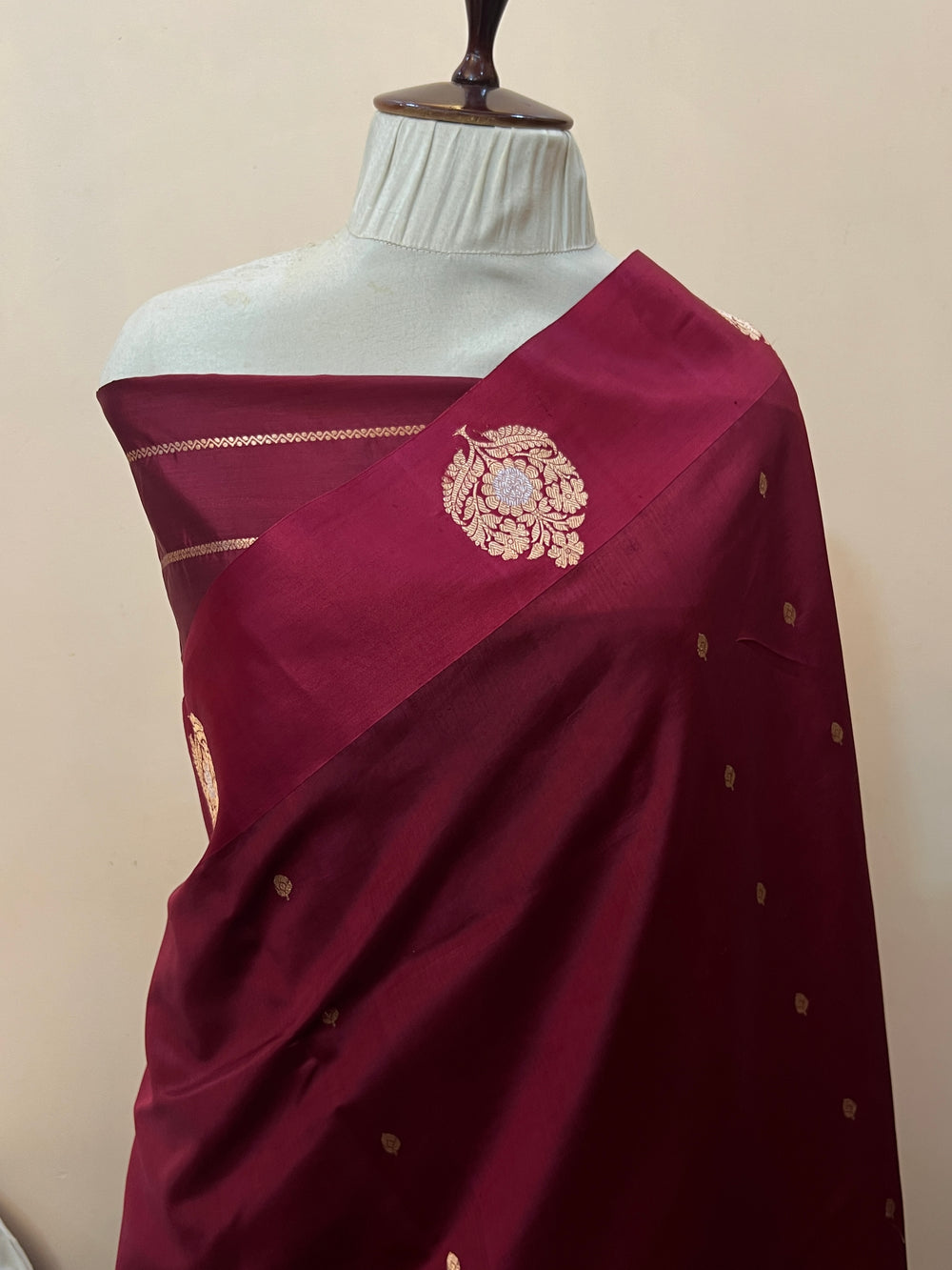 Maroon Pure Banarasi Handloom Silk Saree