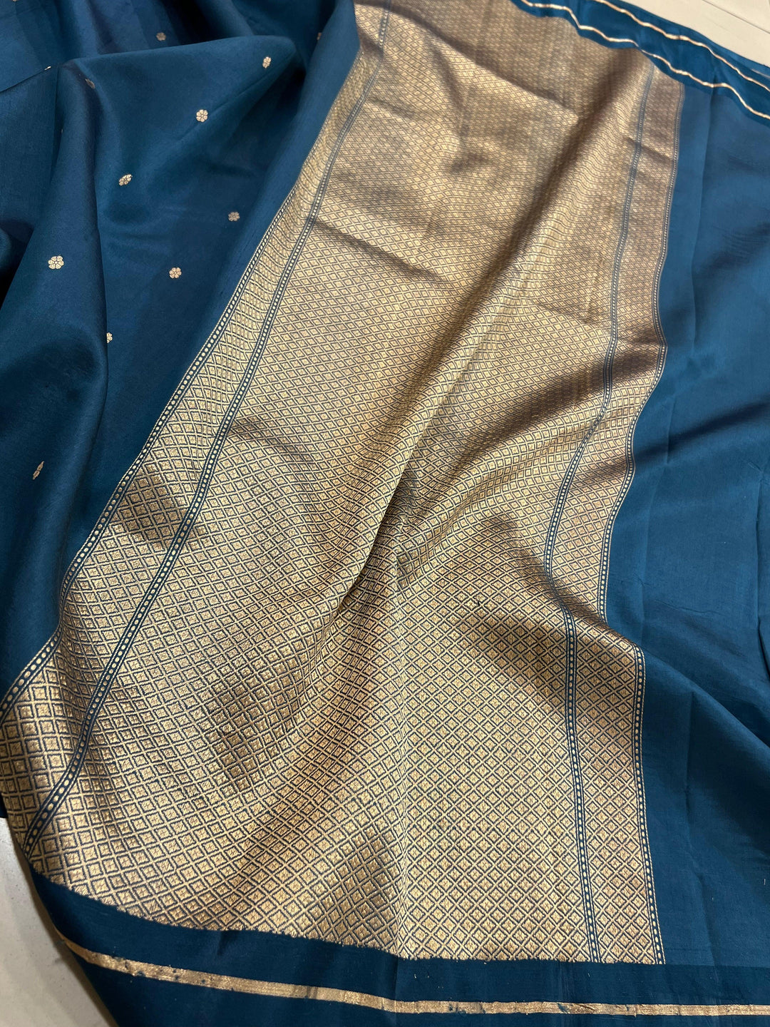 Teal Pure Banarasi Handloom Silk Saree - Aura Benaras