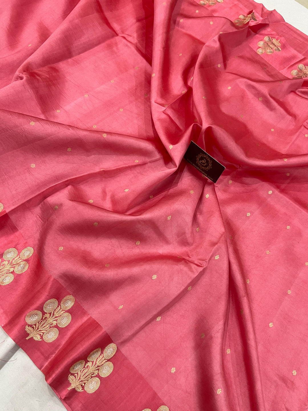 Pink Pure Banarasi Handloom Silk Saree - Aura Benaras