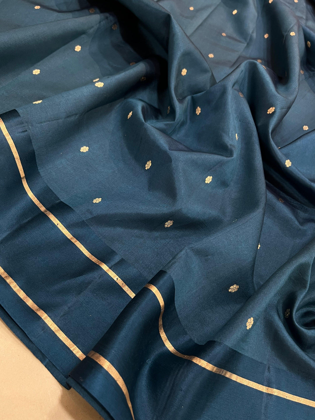 Teal Pure Banarasi Handloom Silk Saree - Aura Benaras