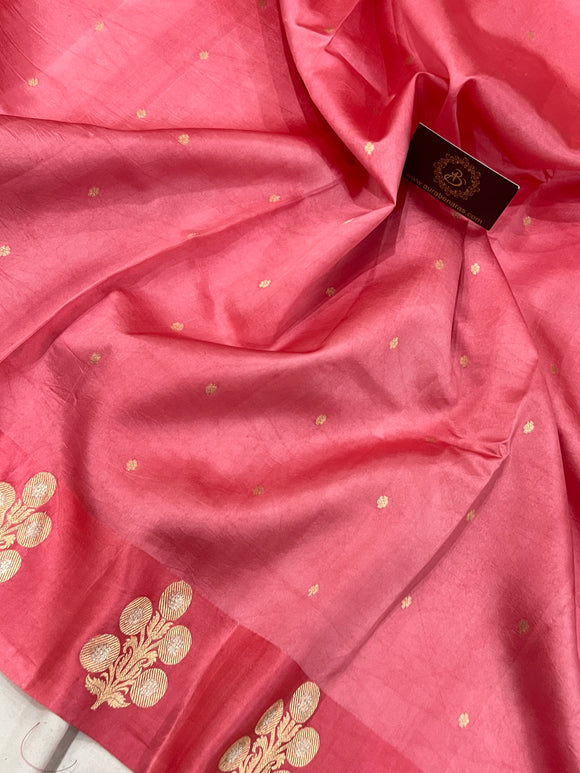 Pink Pure Banarasi Handloom Silk Saree - Aura Benaras