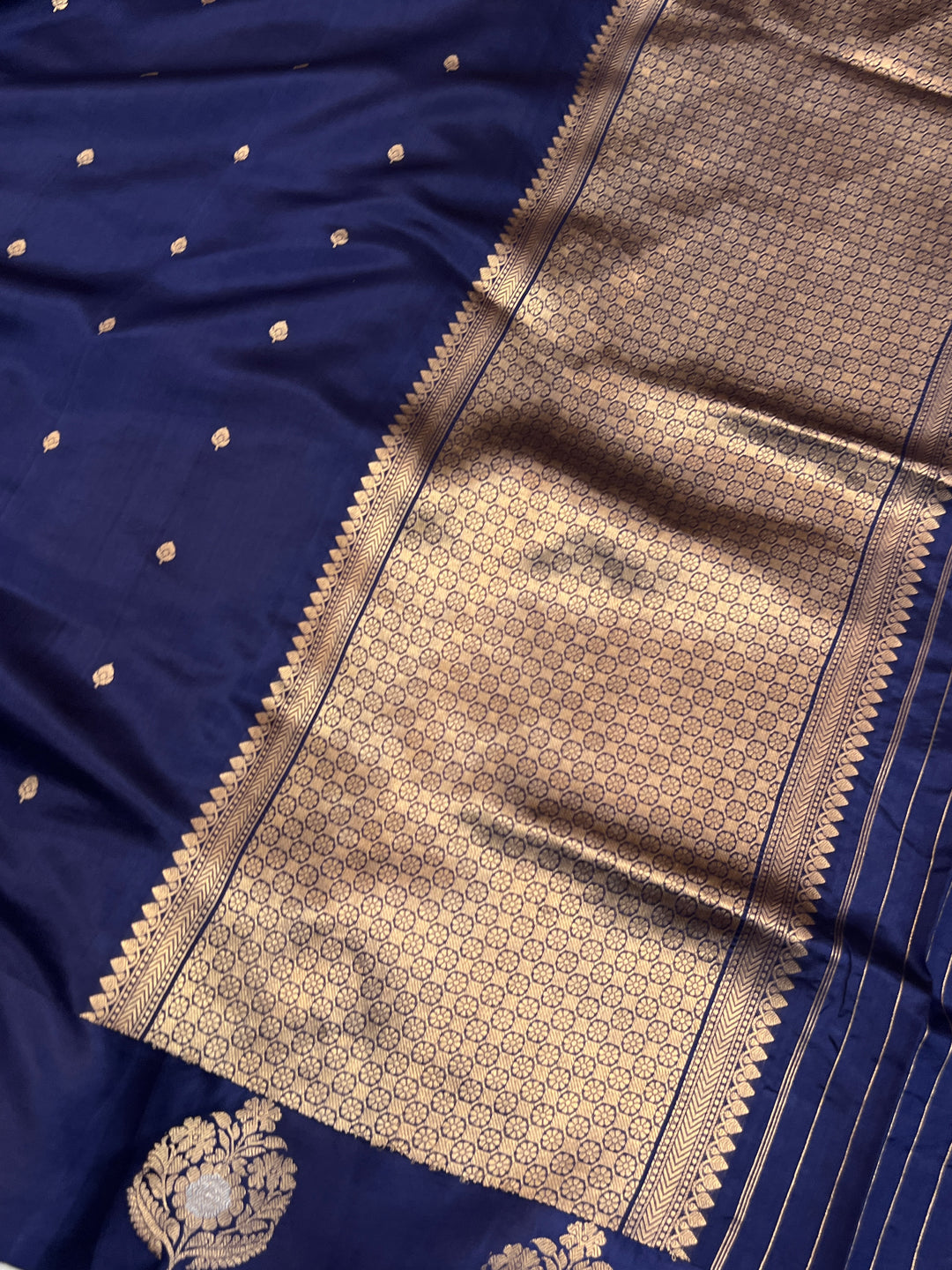 Navy Pure Banarasi Handloom Silk Saree