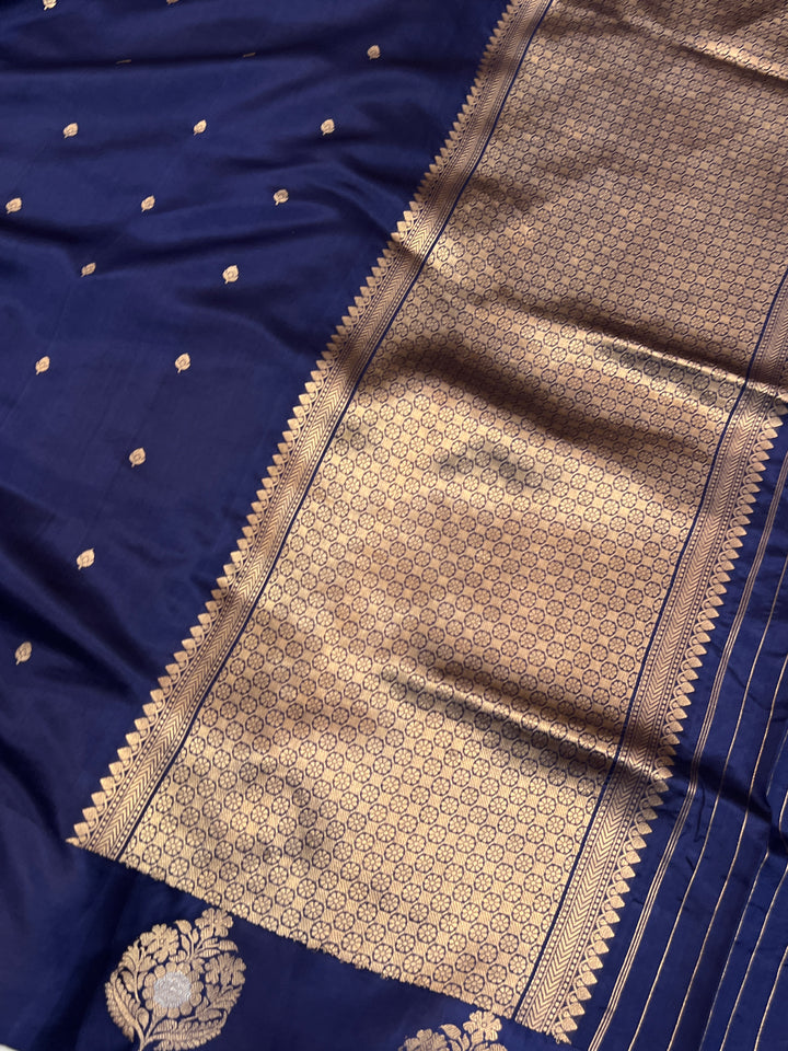 Navy Pure Banarasi Handloom Silk Saree