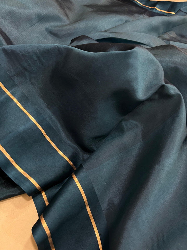 Teal Pure Banarasi Handloom Silk Saree - Aura Benaras