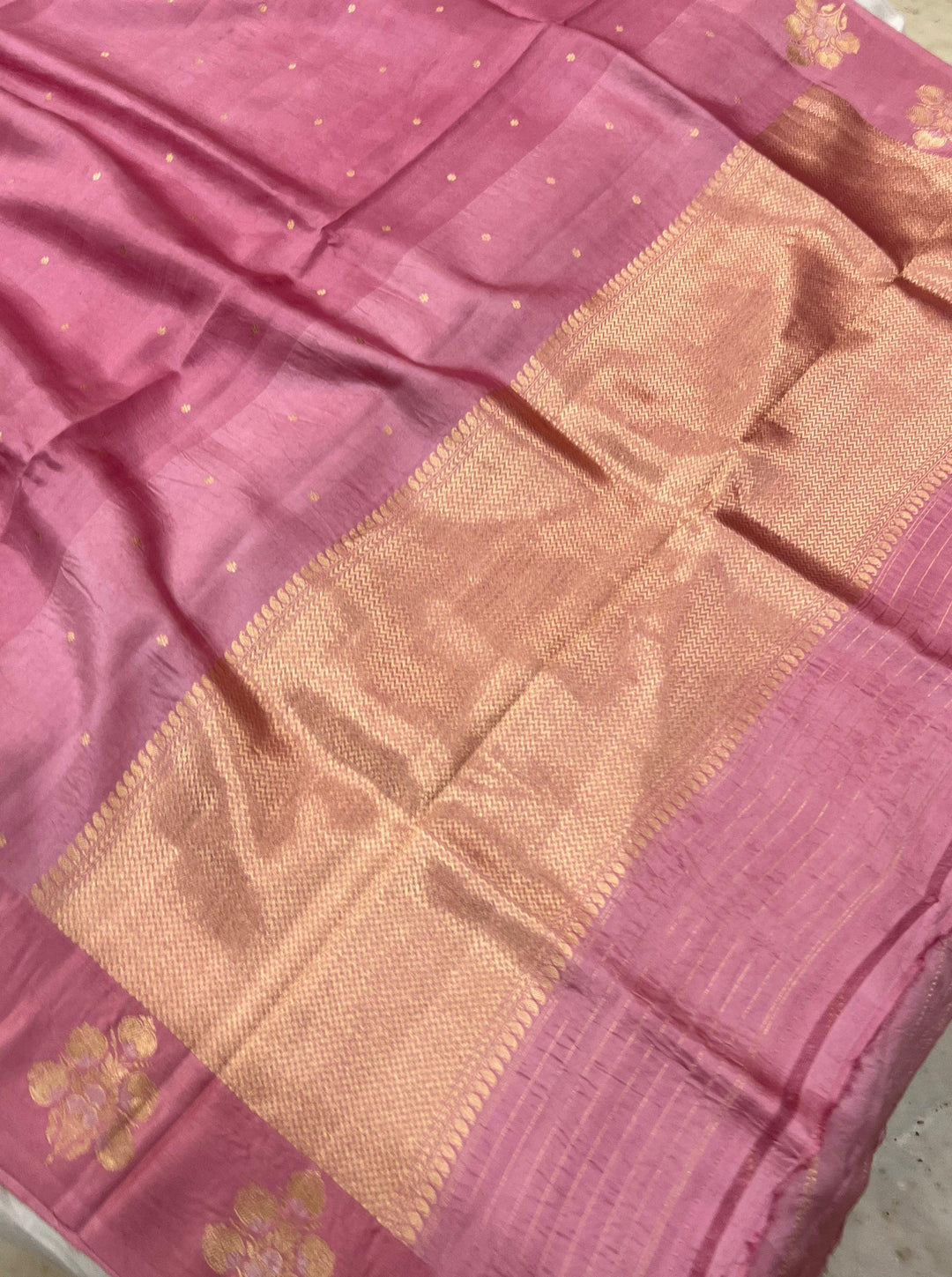 Pastel Pink Pure Banarasi Handloom Silk Saree - Aura Benaras
