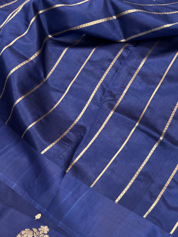 Navy Pure Banarasi Handloom Silk Saree