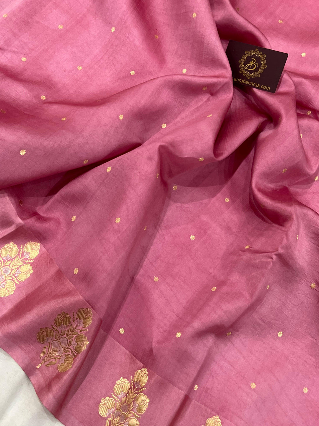 Pastel Pink Pure Banarasi Handloom Silk Saree - Aura Benaras