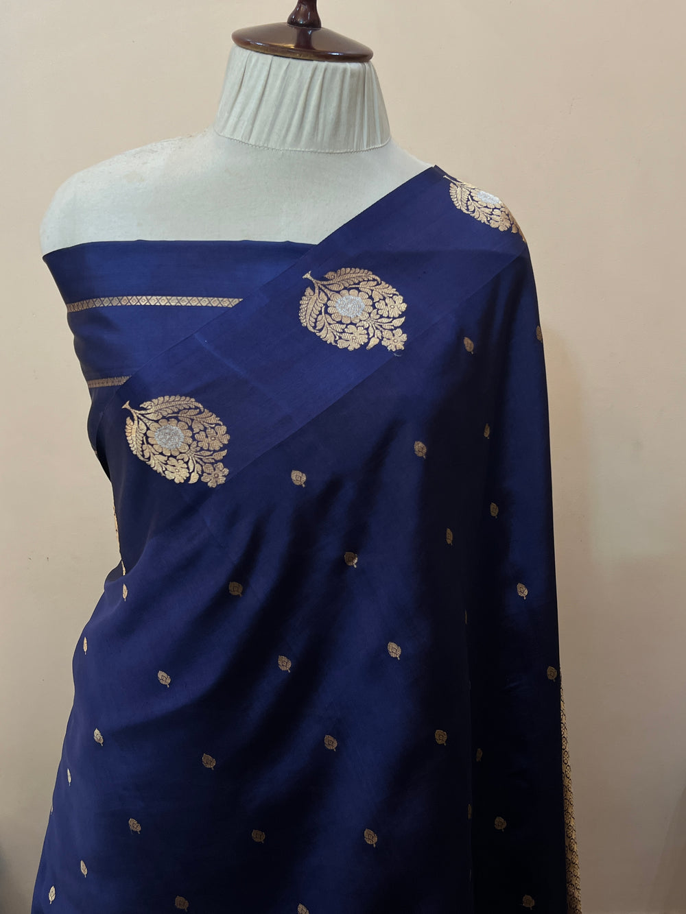 Navy Pure Banarasi Handloom Silk Saree