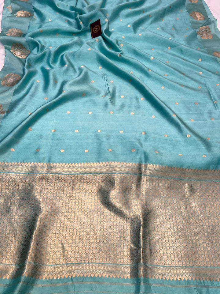 Sky Blue Pure Banarasi Handloom Silk Saree