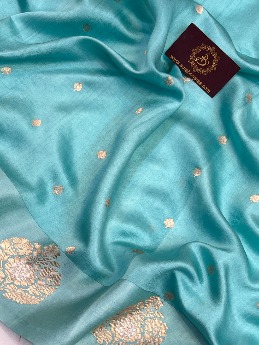 Sky Blue Pure Banarasi Handloom Silk Saree