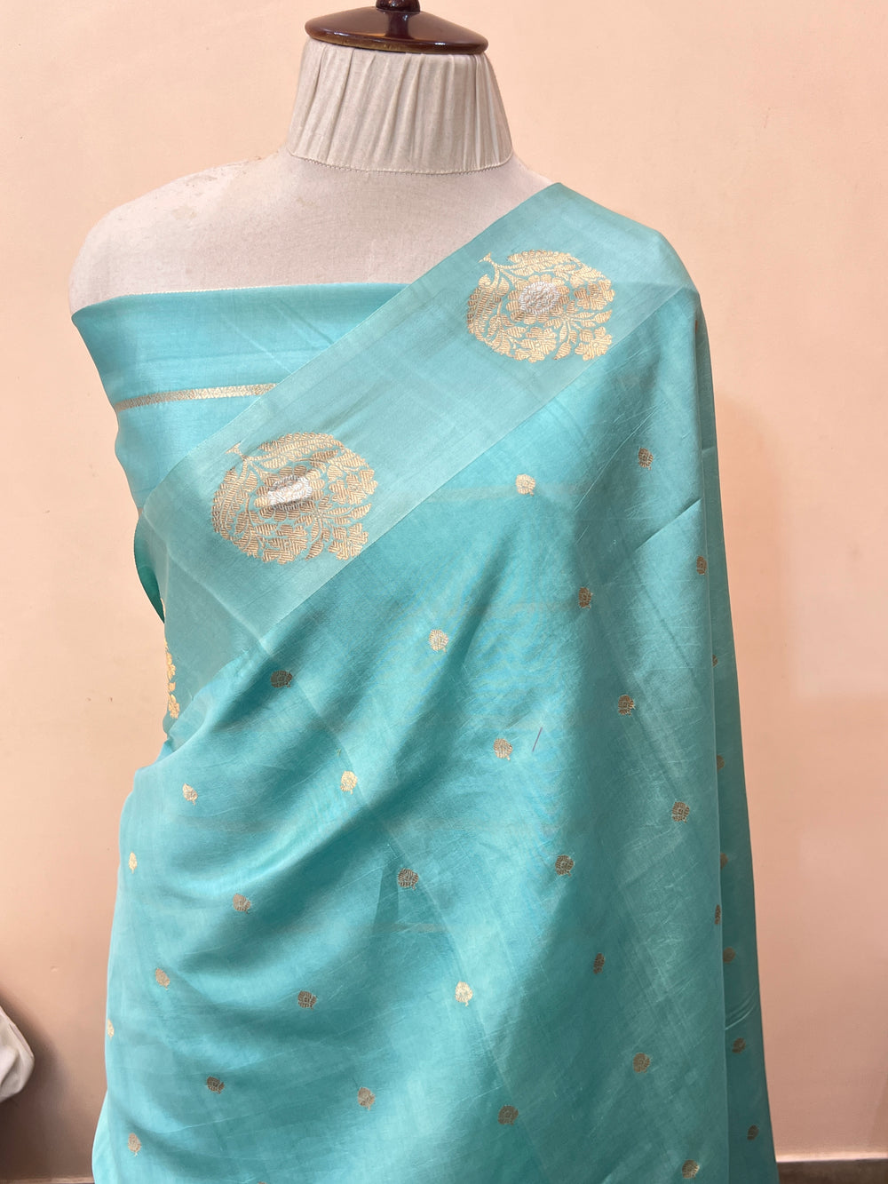 Sky Blue Pure Banarasi Handloom Silk Saree