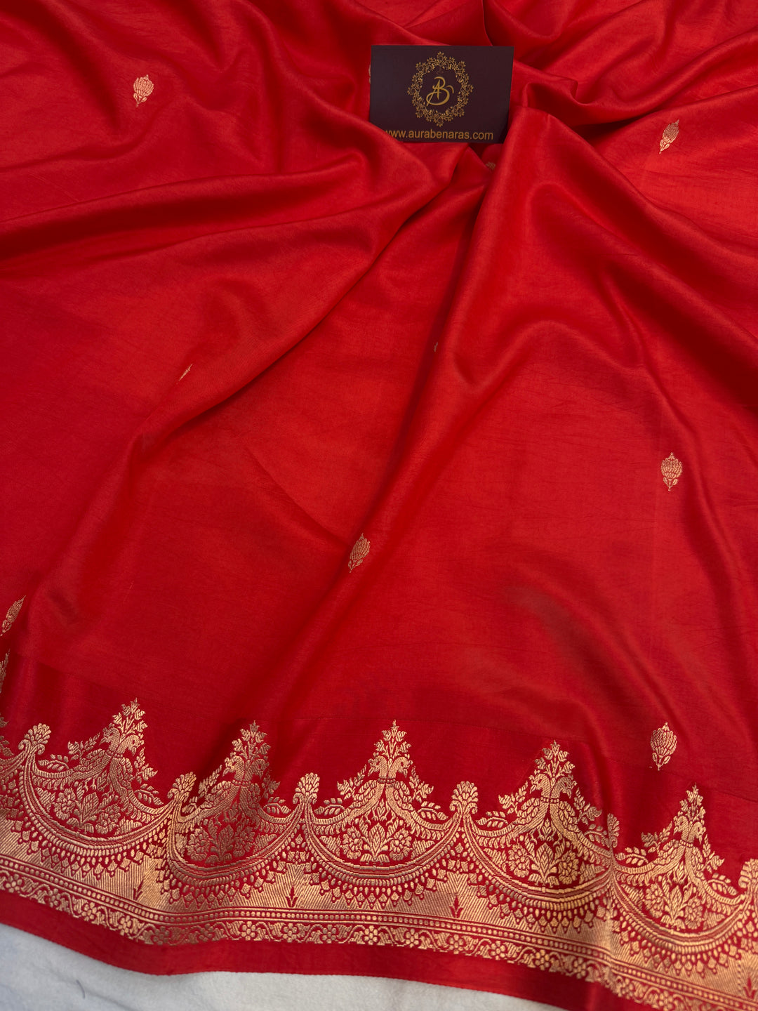 Red Pure Katan Silk Banarasi Handloom Saree