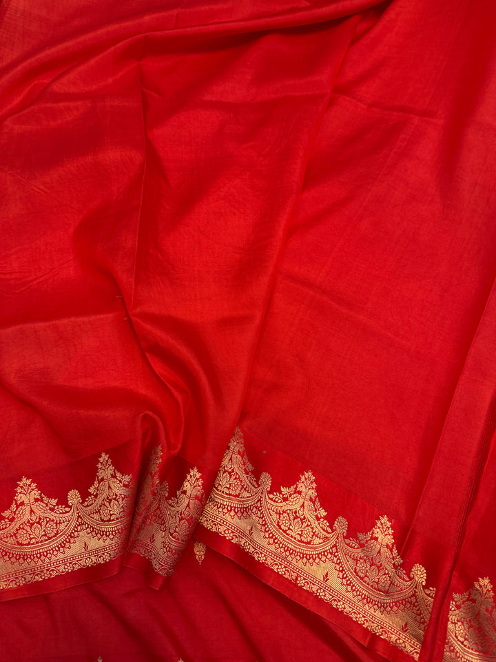 Red Pure Katan Silk Banarasi Handloom Saree