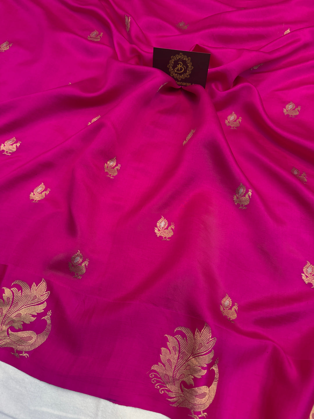 Rani Pink Pure Silk Handloom Banarasi Saree