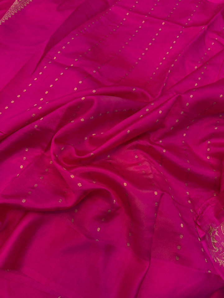 Rani Pink Pure Silk Handloom Banarasi Saree