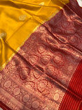 Mustard Yellow Pure Banarasi Handloom Silk Saree - Aura Benaras