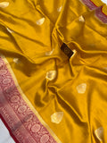 Mustard Yellow Pure Banarasi Handloom Silk Saree - Aura Benaras