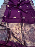 Purple Pure Banarasi Handloom Silk Saree - Aura Benaras