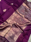 Purple Pure Banarasi Handloom Silk Saree - Aura Benaras