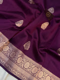 Purple Pure Banarasi Handloom Silk Saree - Aura Benaras